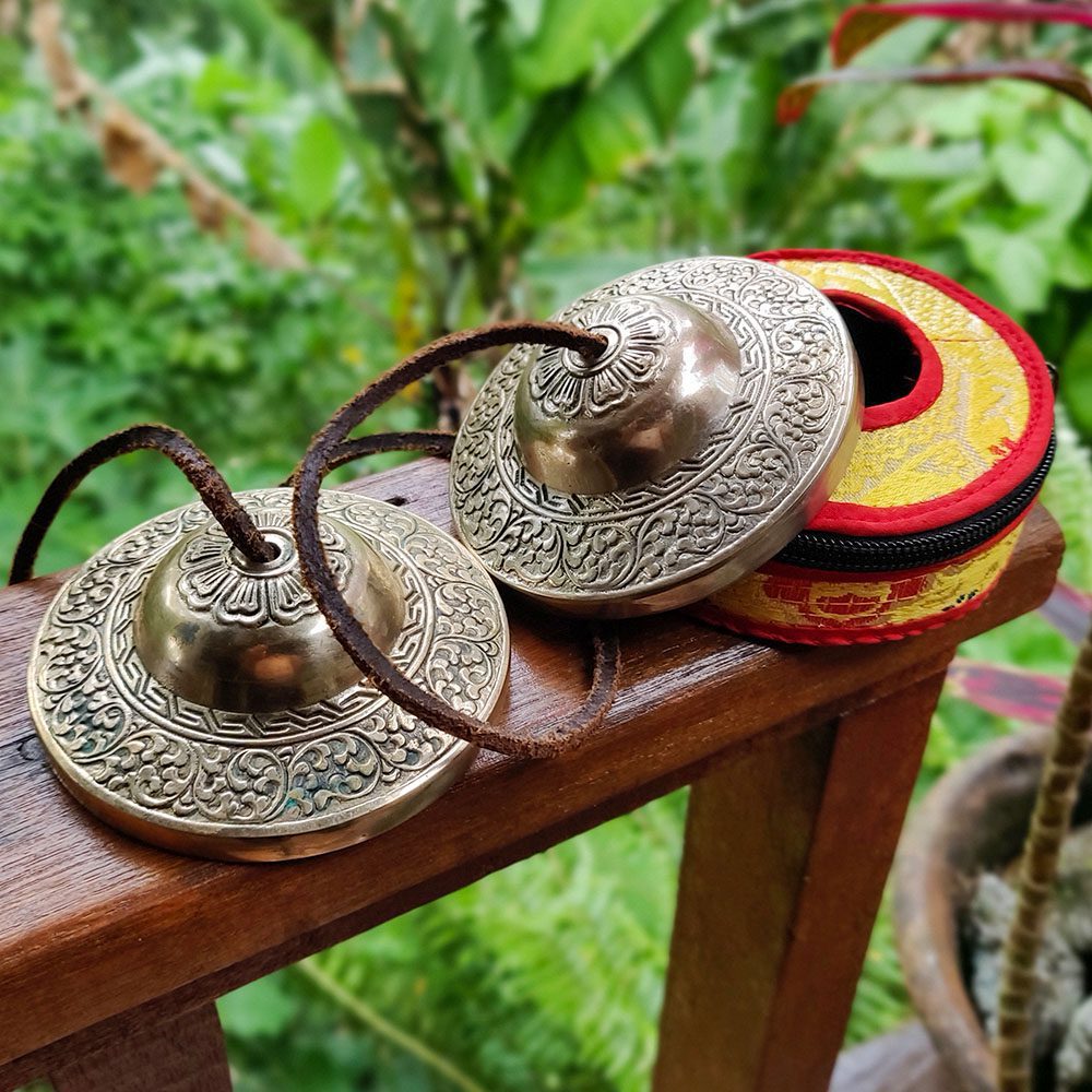 [TSH-007] Bronze Tingsha "Plants Pattern" (Karatals) (9 cm, 520 gr)