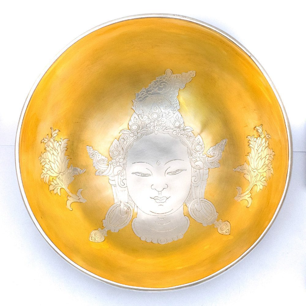 [SGP-081] Hammered Gold & Silver Platted Newmoon Singing Bowl "Golden Newmoon Tara" - A3 (19 cm, 1 kg)