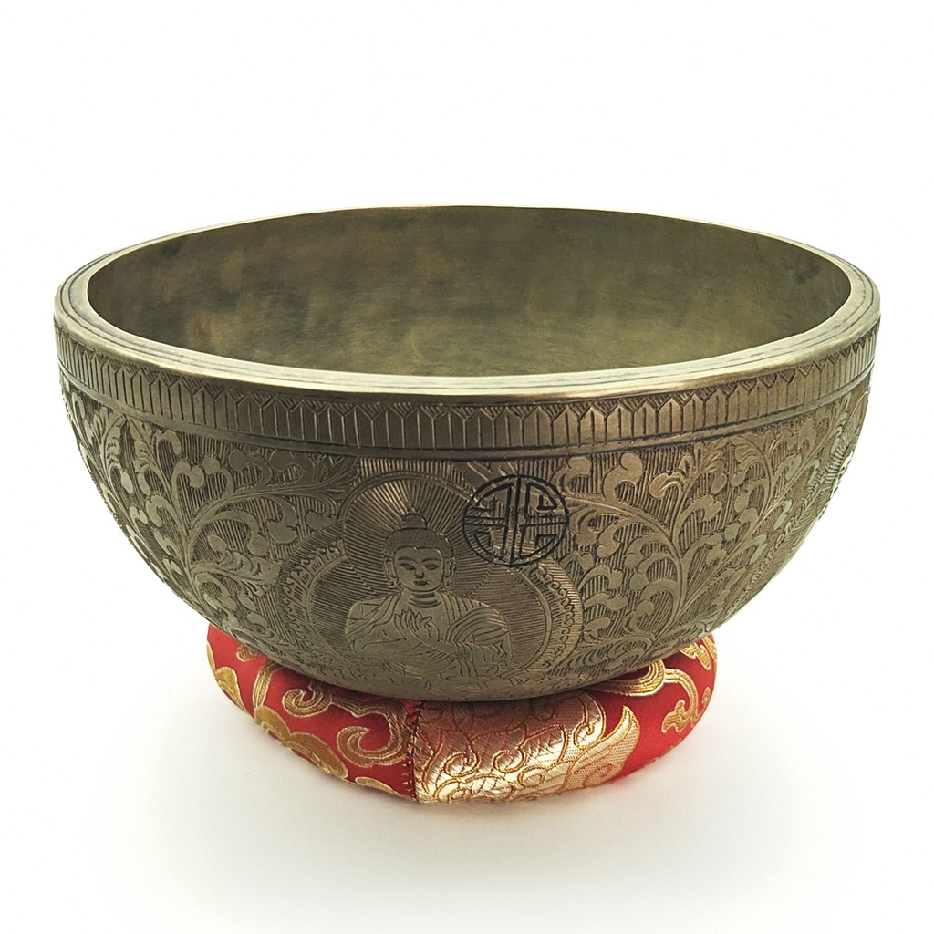 [SGP-066] KASA Jhumka Fullmoon Hand-Carving Hammered Singing Bowl - C4 (24 cm, 2.1 kg)