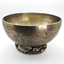[SGP-040] Hand Carving KASA Hammered Singing Bowl "Flowers" - D3 (24 cm, 1.6 kg)