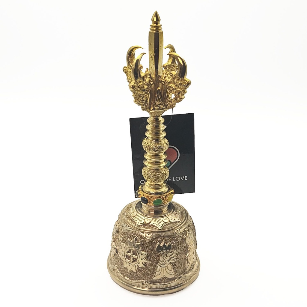 [MUI-243] Balinese Priest Genta Bell Golden Deep Carved - E7 (8 cm, 1 kg)