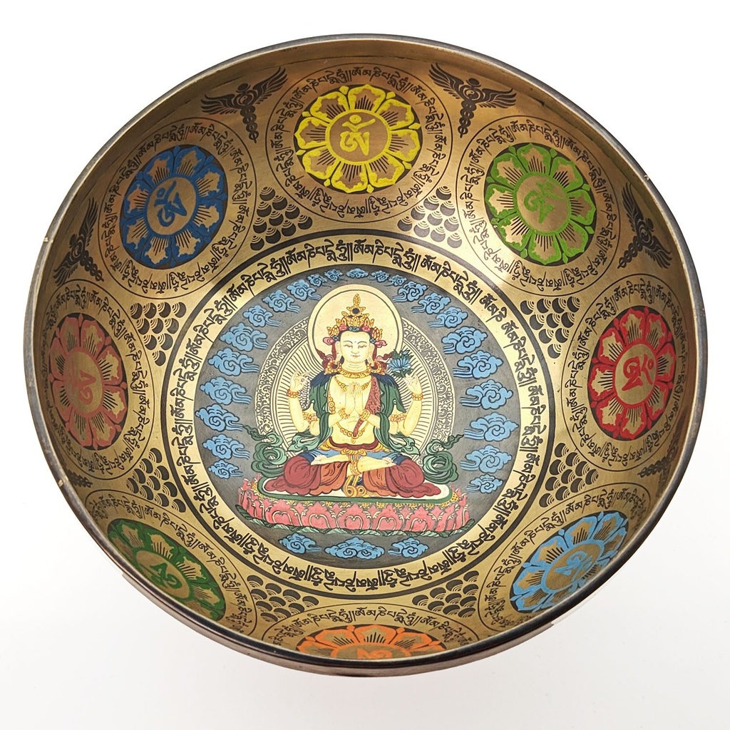 [TBH-020] Thangka Hammered Singing Bowl "Vajrasattva" - D3 (24 cm, 1.7 kg)