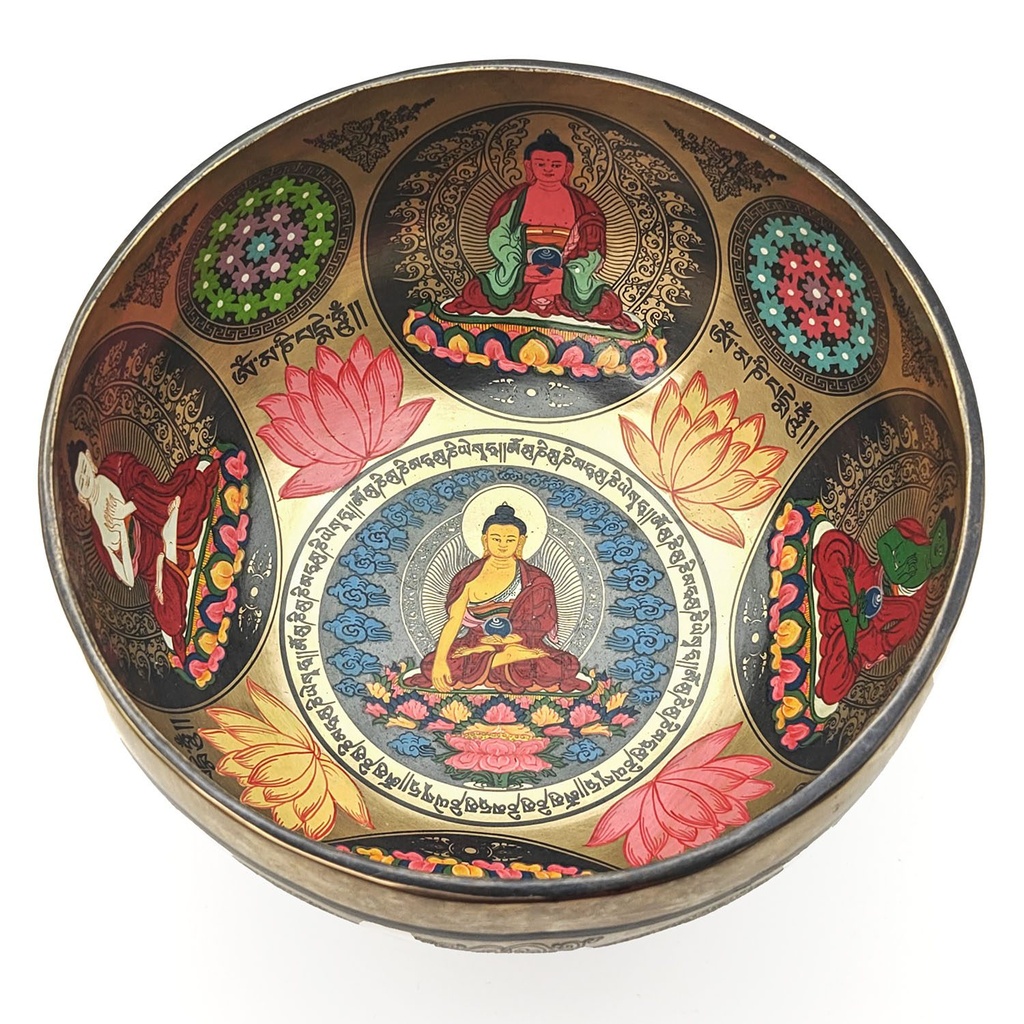 [TBH-015] Thangka Hammered Singing Bowl "Dhyani Buddhas" - G3 (19 cm, 1.1 kg)
