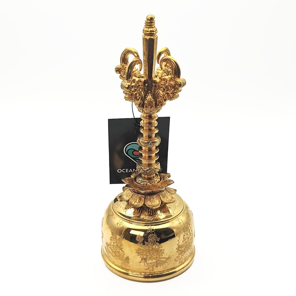 [MUI-176] Balinese Priest Genta Bell Plain Gold 24k Plated - D#7 (8 cm, 1.1 kg)