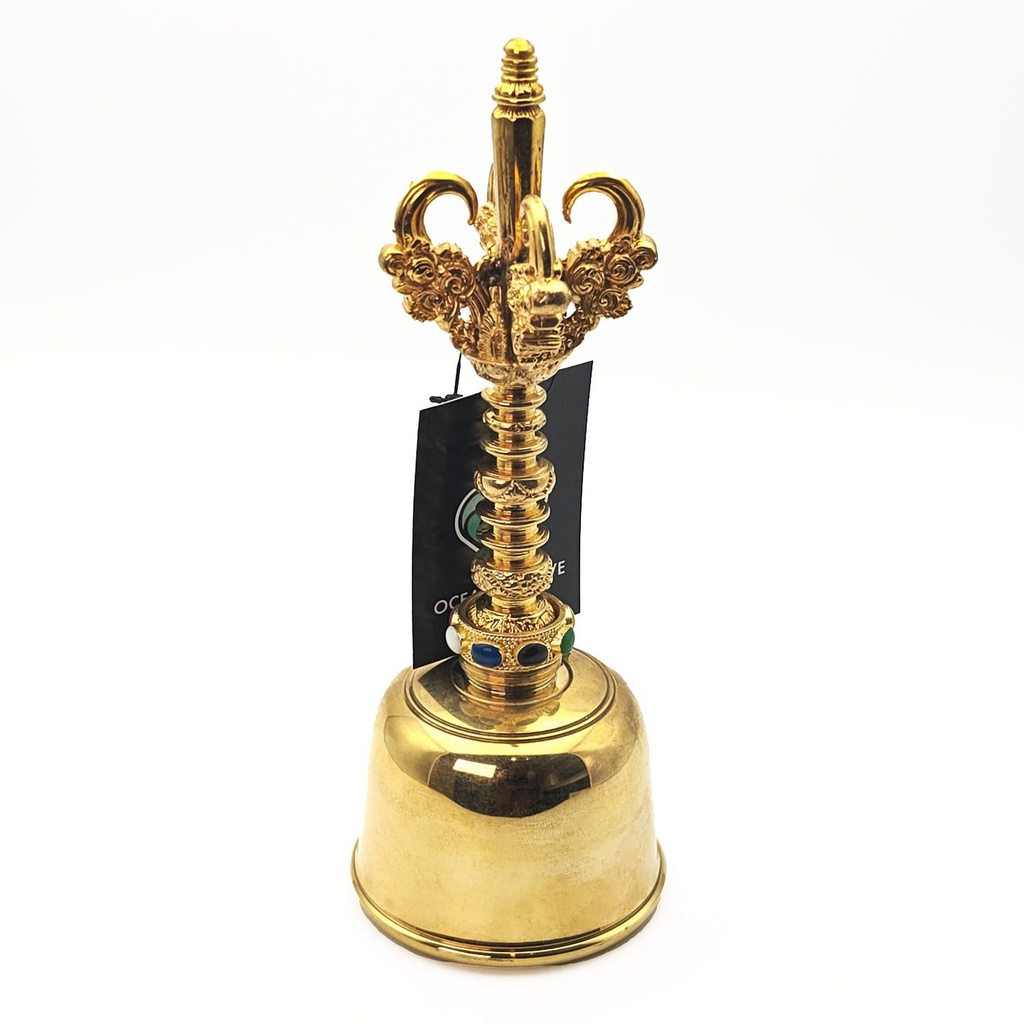 [MUI-175] Balinese Priest Genta Bell Plain Gold 24k Plated - C#7 (8 cm, 0.9 kg)