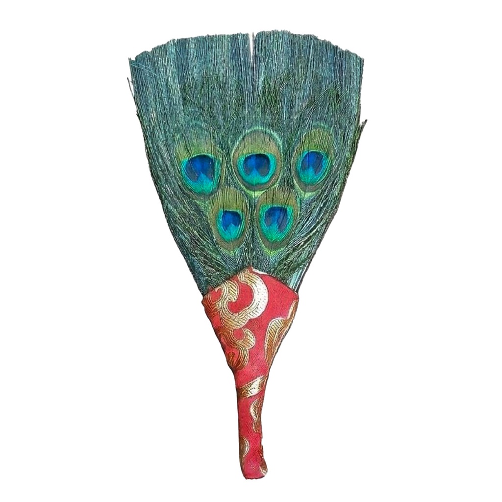 [INS-118] Ritaul Bhutan Smudge Peacock Feather Fan (5 Feathers, 28 cm)