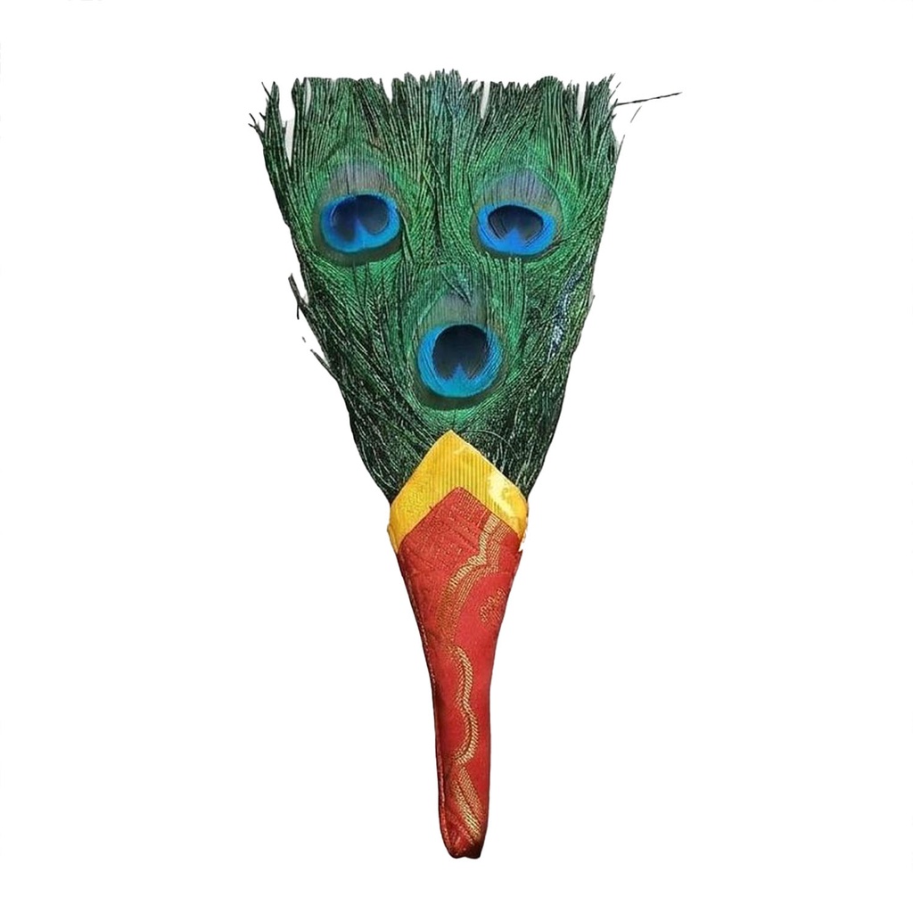 [INS-117] Ritaul Bhutan Smudge Peacock Feather Fan (3 Feathers, 28 cm)