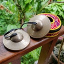 [TSH-031] Bronze Tingsha "Carving Flowers" (Karatals) (8.6 cm, 600 gr) (+ case)