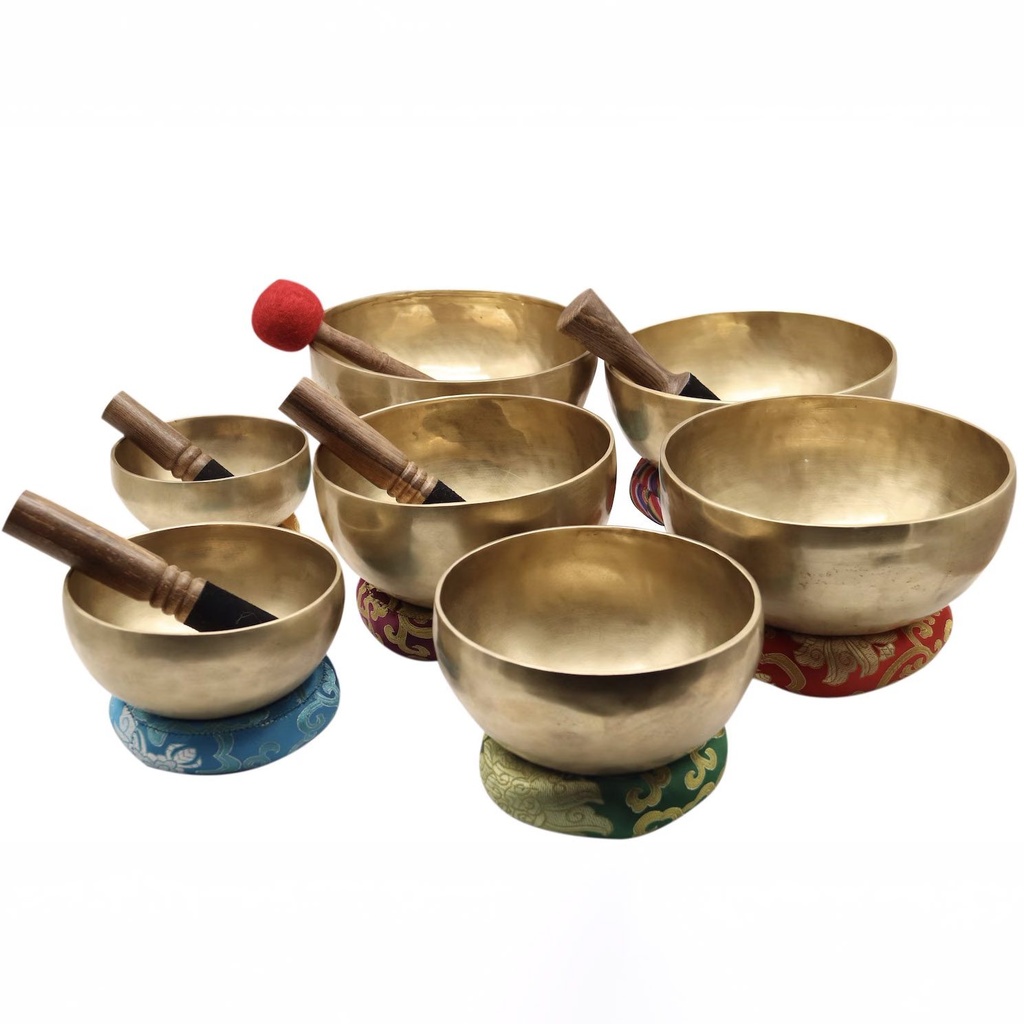 [SSH-039] Hammered Singing Bowls Chakra Set Matte Gold (7 bowls) (17-25 cm, 10 kg)