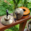 [TSH-010] Bronze Tingsha Golden Plain (Karatals) (7.5 cm, 300 gr) (+ case)