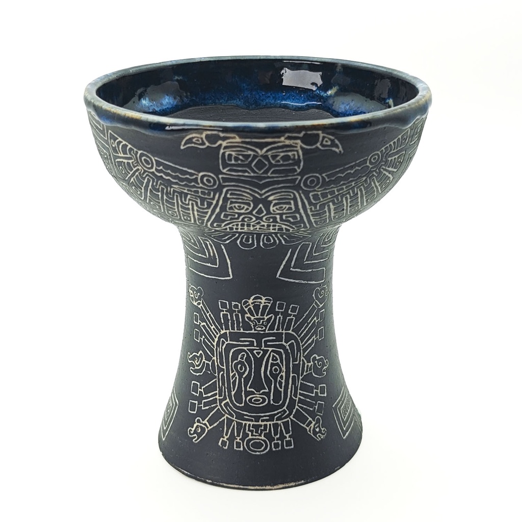 [INS-105] Premium Ceramic Glazed Incense Burner Medium "Aztec Eagle Spirit" (14 cm)