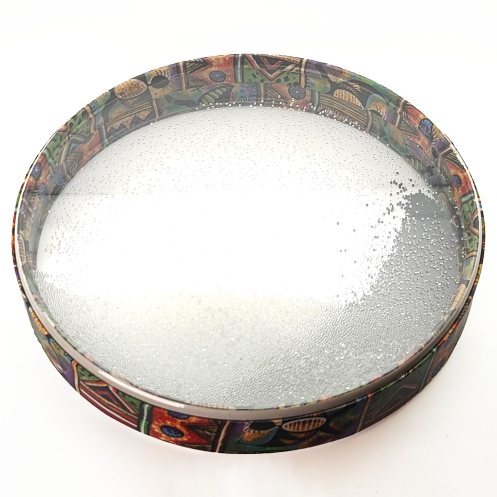 [MUI-229] Wave Drum Double Vegan Leather "Yin-Yang" Large (40 cm) (Orange-Green Ethnic)