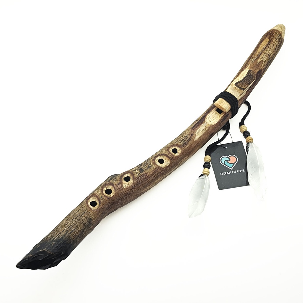[FLT-115] JUANG FLUTES Single Forest Flute - F#4 (528 Hz, 52 cm, Acacia Branch) (+ pouch)