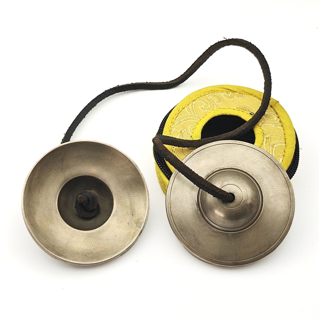 [TSH-049] Bronze Tingsha Plain Tiger Eye (Karatals) (8 cm, 500 gr) (+ case)