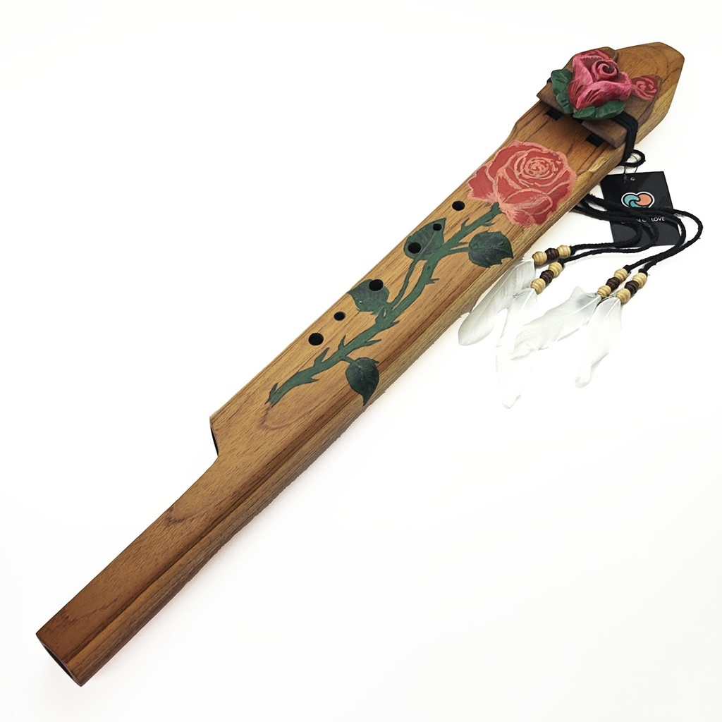 [FLT-160] JUANG FLUTES Harmony Drone Flute "Rose" - D4-G4 Aeolian (432 Hz, 65 cm, Teakwood) (+ pouch)