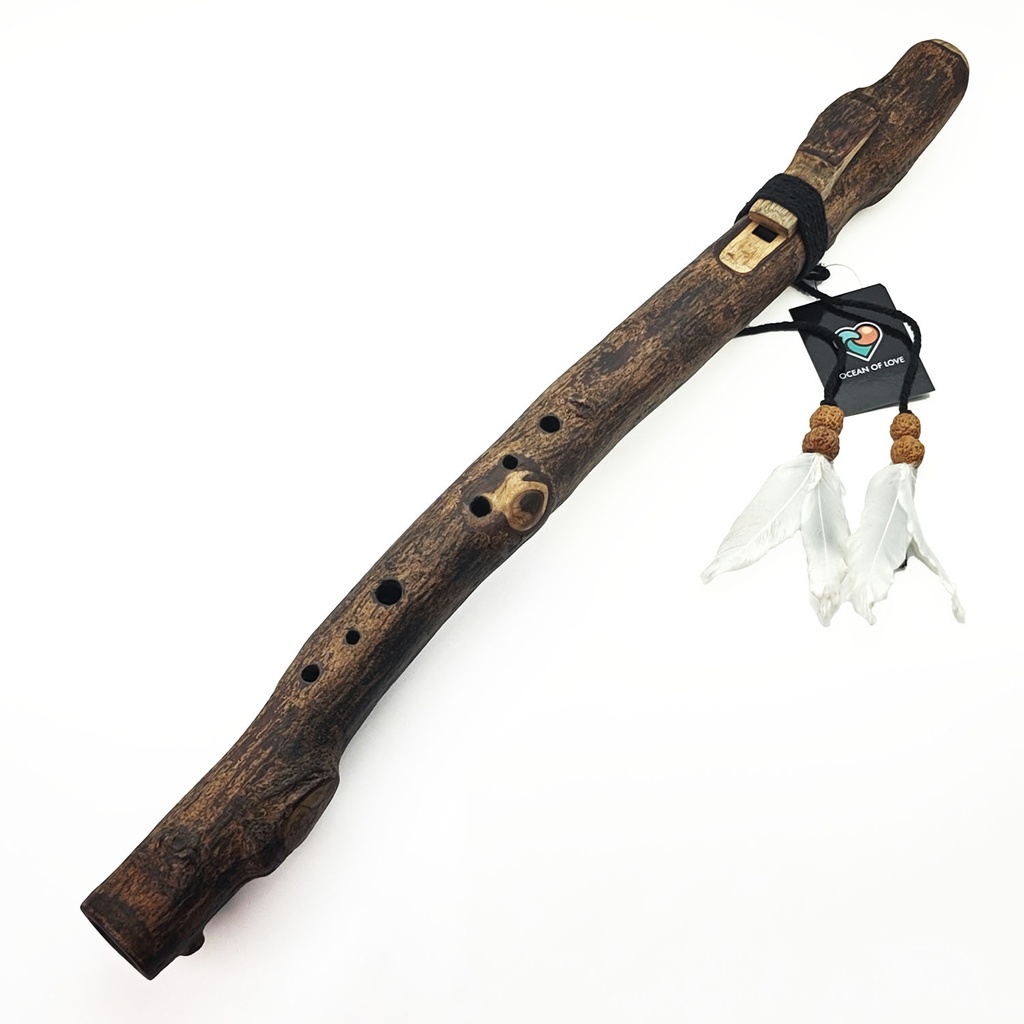 [FLT-152] JUANG FLUTES Single Forest Flute - E4 Aeolian (432 Hz, 62 cm, Acacia Branch) (+ pouch)