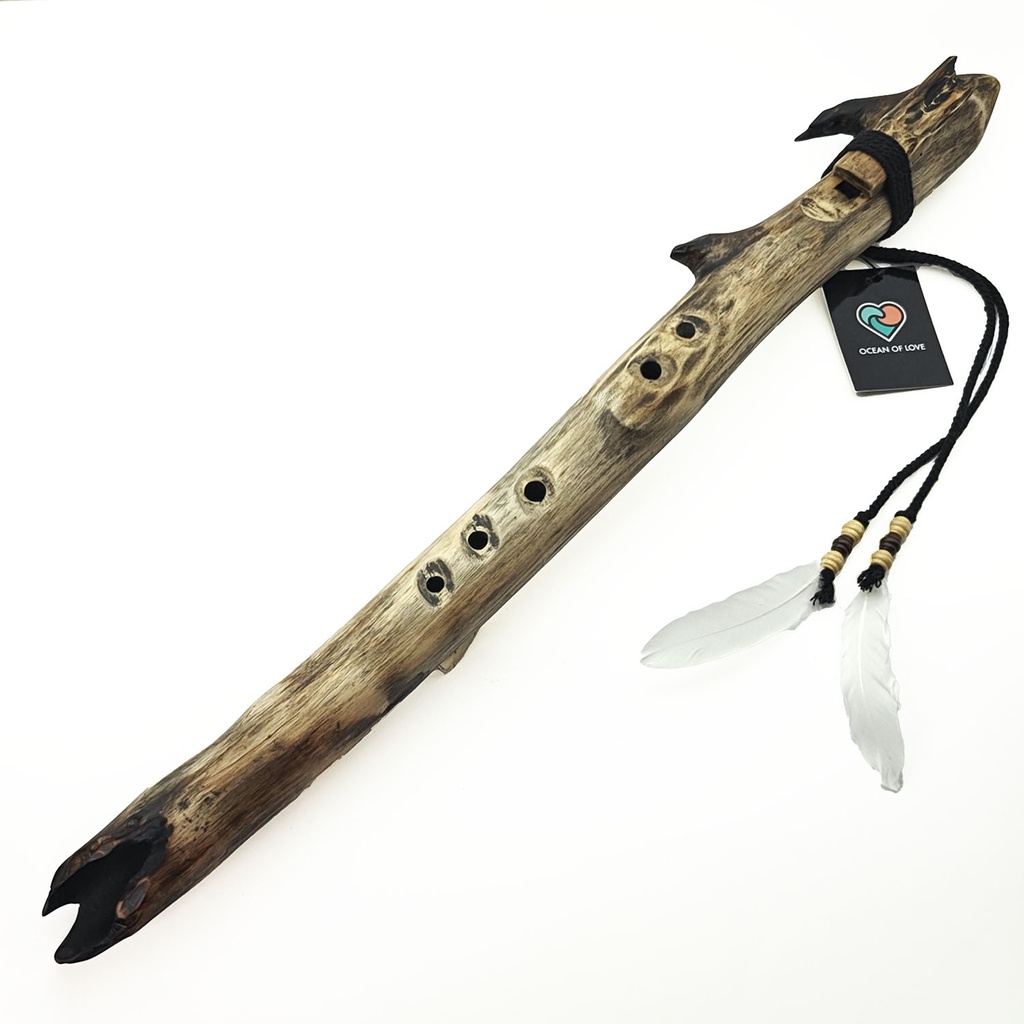 [FLT-150] JUANG FLUTES Single Forest Flute - E4 Minor Pentatonic (432 Hz, 62 cm, Acacia Branch) (+ pouch)