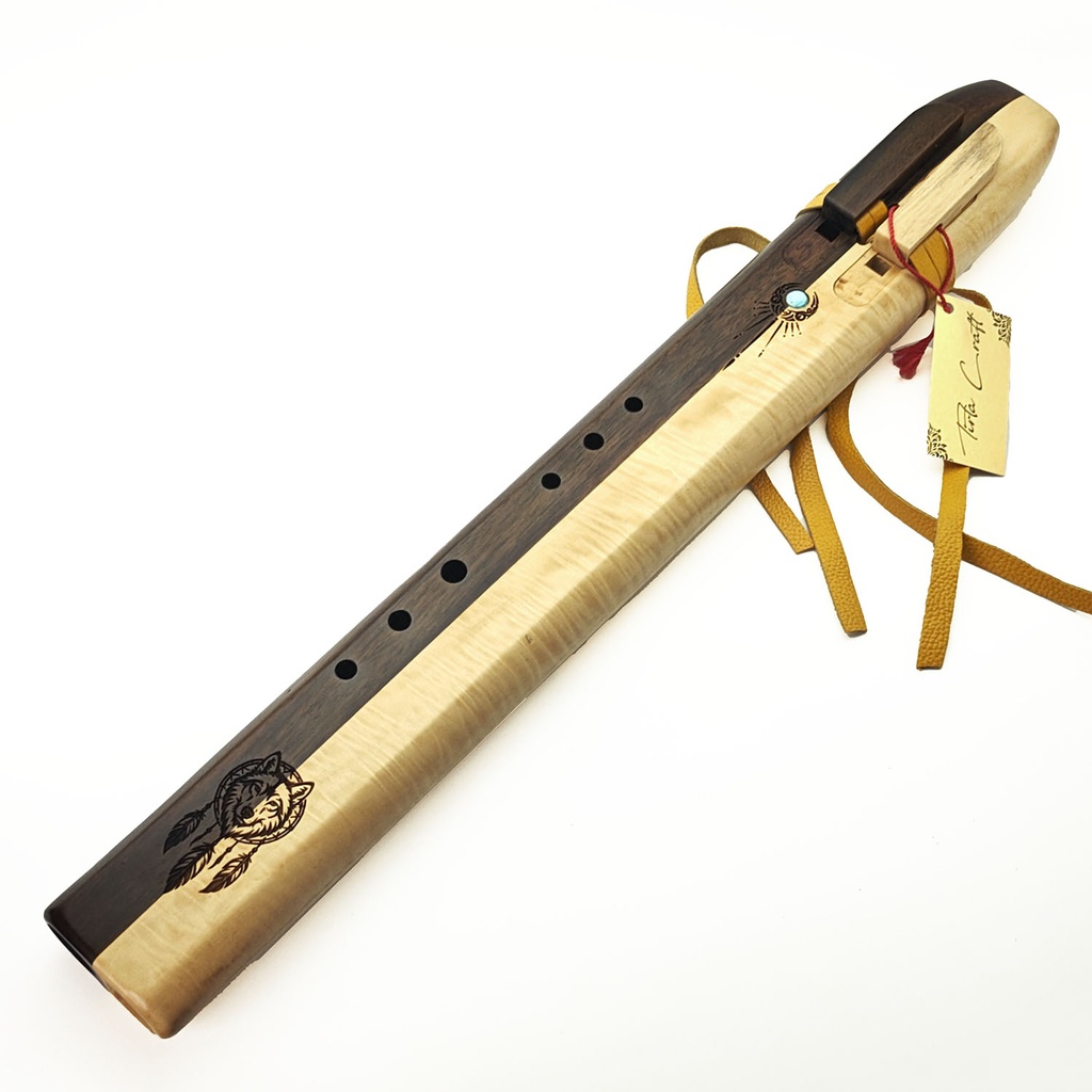 [FLT-133] TIRTA Drone Flute Rosewood & Curly Maple - E (432 Hz, 57 cm) (+ softcase)