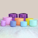 [FQB-005-1] Macaron Double Colored Frosted Quartz Crystal Singing Bowls Half-Set (4 Bowls - C-E-G-B)