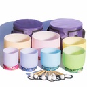 [FQB-004-2] Macaron Frosted Quartz Crystal Singing Bowls Half-Set (3 Bowls - D-F-A)