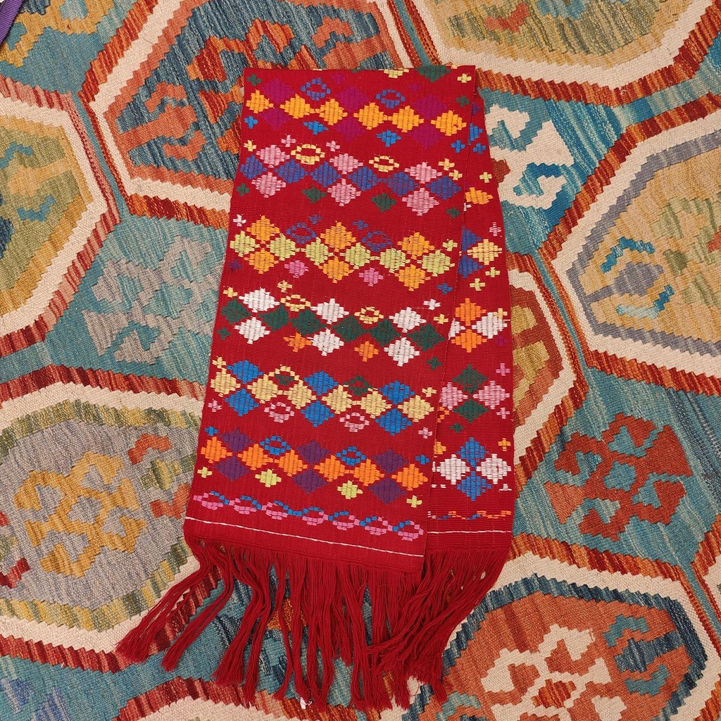 [ALT-100] Ceremonial Handmade Cotton Altar Cloth Red (117x27cm)