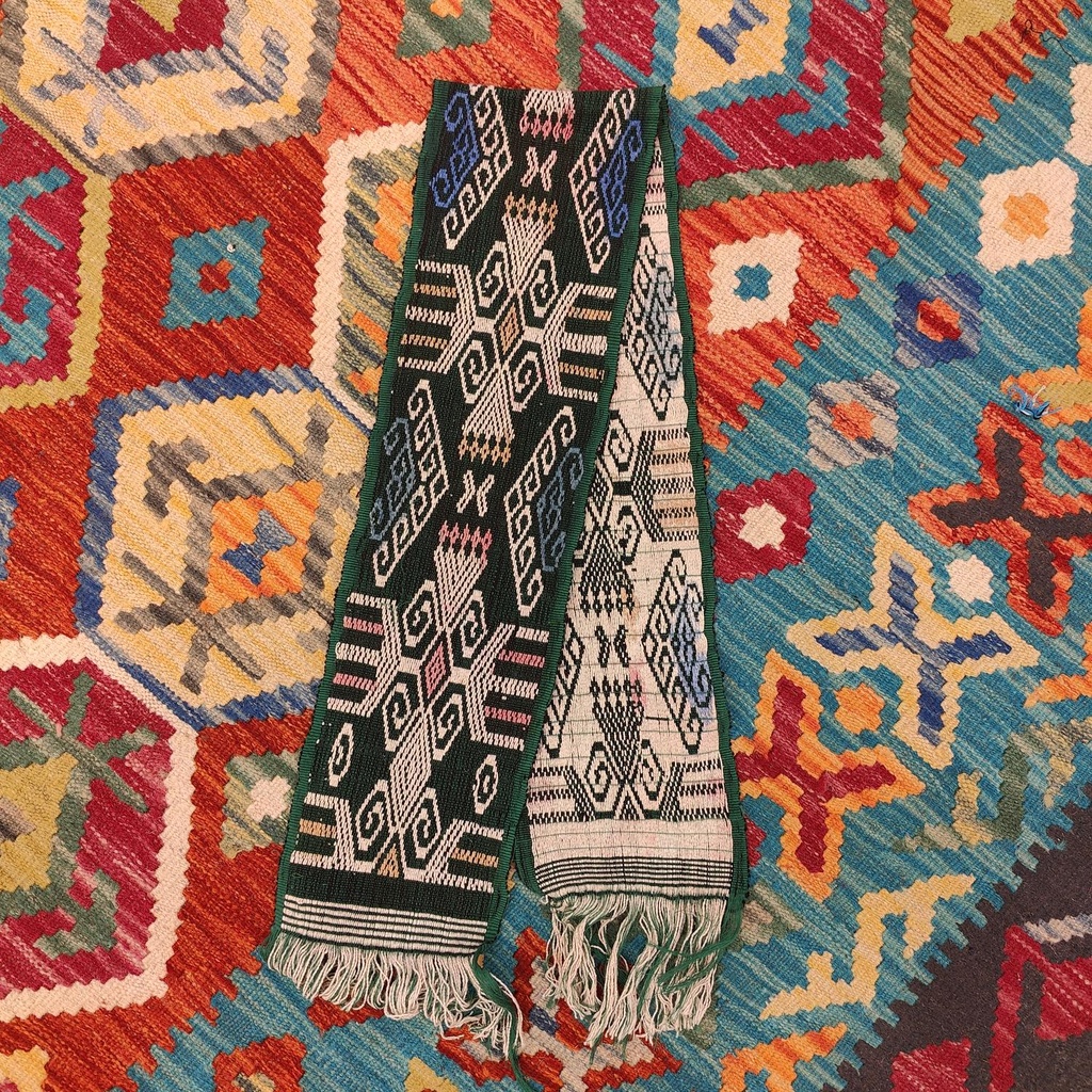 [ALT-086] Ceremonial Handmade Cotton Altar Cloth Green (105x15cm)