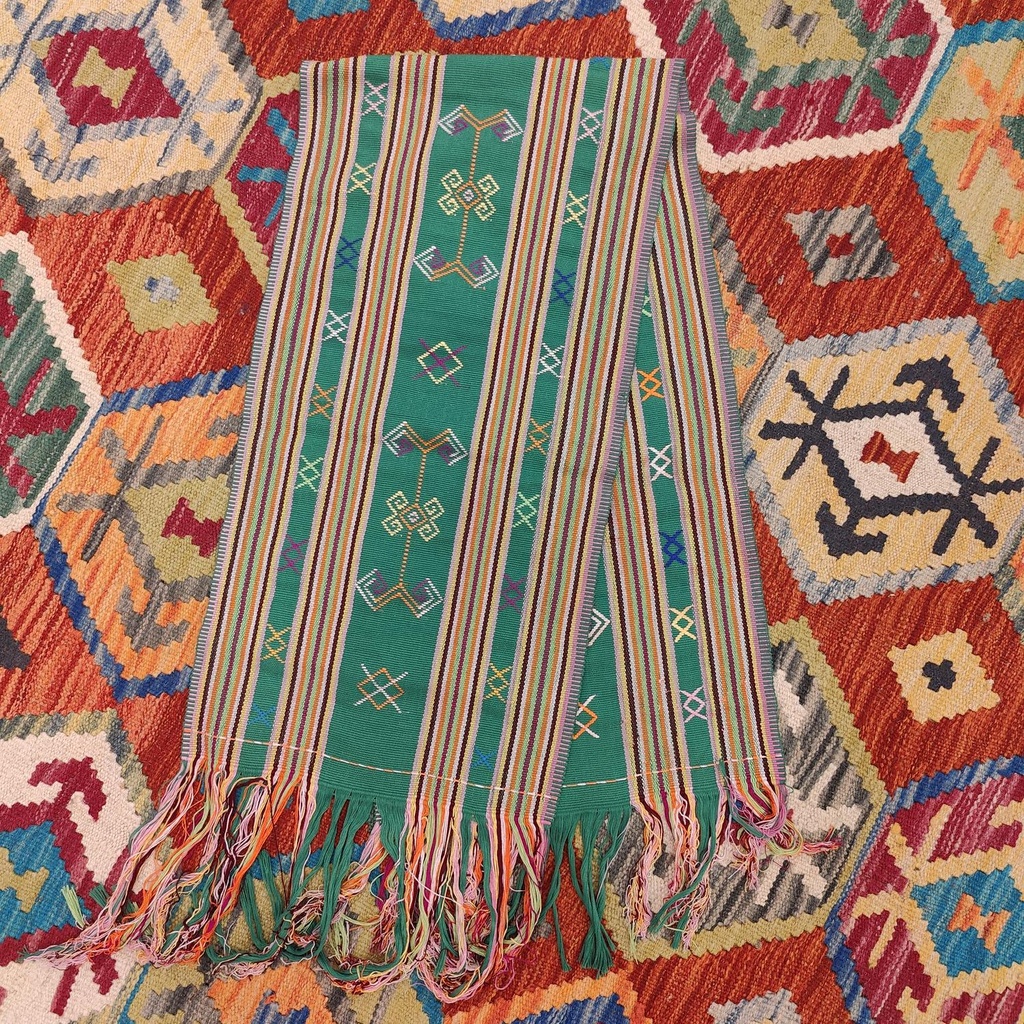 [ALT-079] Ceremonial Handmade Cotton Altar Cloth Green (123x30cm)