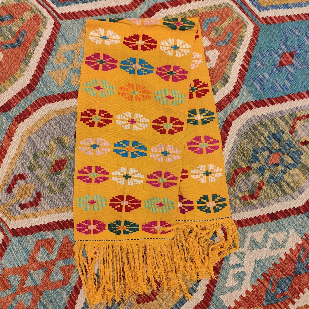 [ALT-071] Ceremonial Handmade Cotton Altar Cloth Yellow (119x27cm)