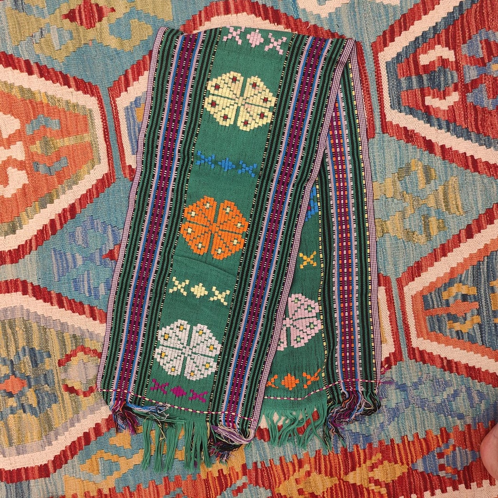 [ALT-070] Ceremonial Handmade Cotton Altar Cloth Green (120x28cm)
