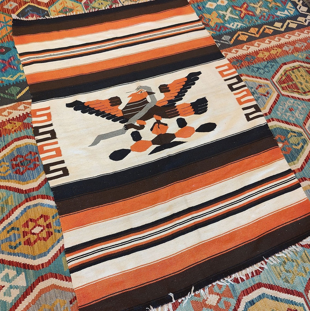 [SHB-039] Shamanic Mexican Handmade Wool Blanket Orange (182x127cm)