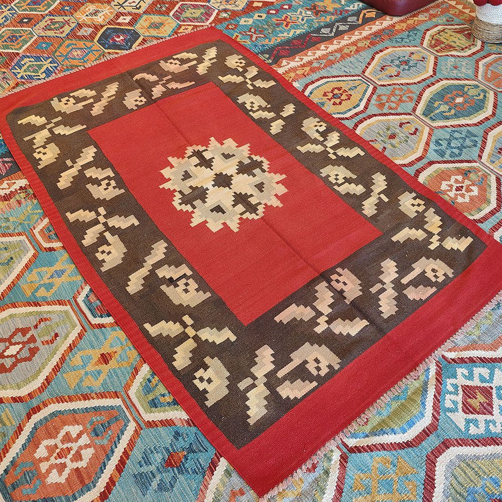 [SHB-052] Shamanic Mexican Handmade Wool Blanket Red (200x128cm)