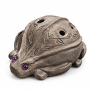 [FLT-166] Ocarina Handmade Ceramic "Frog" Gray Natural (+ pouch)