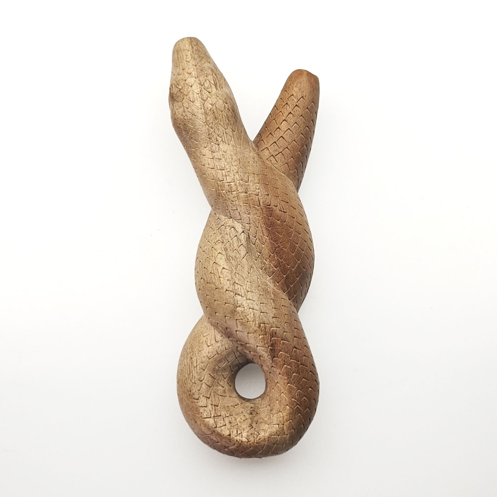 [RPA-048] Wooden Kuripie Pipe "Entwined Snake" (Waru Wood)